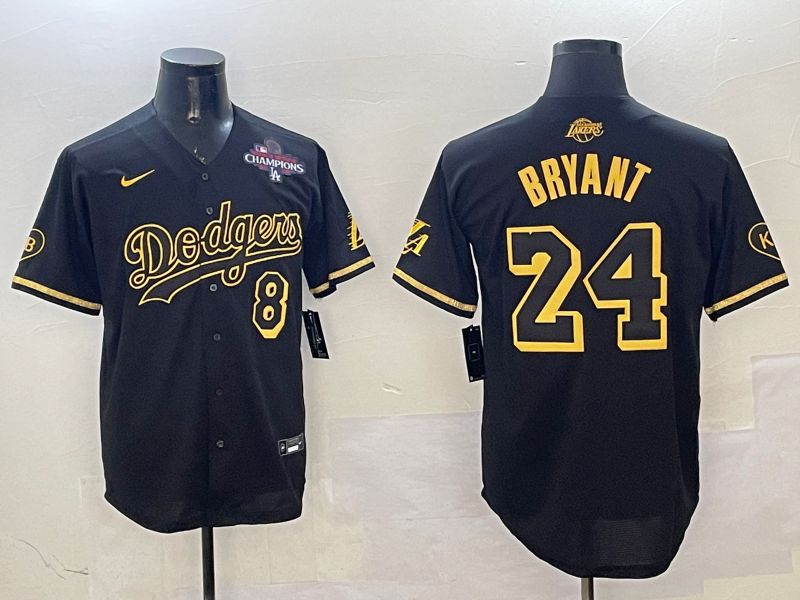 Men Los Angeles Dodgers #24 Bryant Black Gold Five generations Game 2025 Nike MLB Jersey style 2